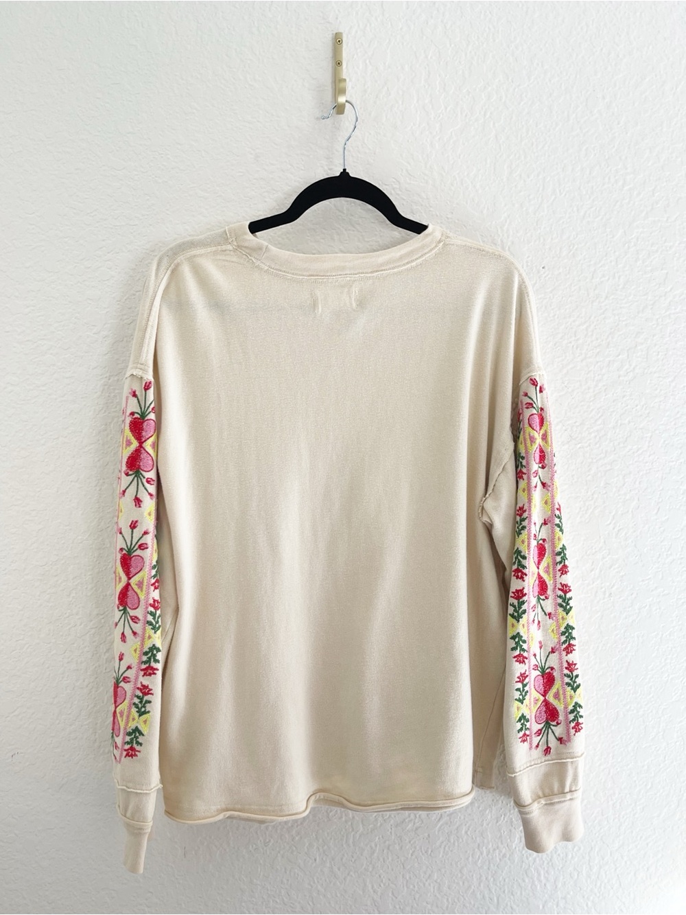 Free People All My Heart Tee in ivory Embroidered Bear Crewneck Sweatshirt - Picture 6 of 12